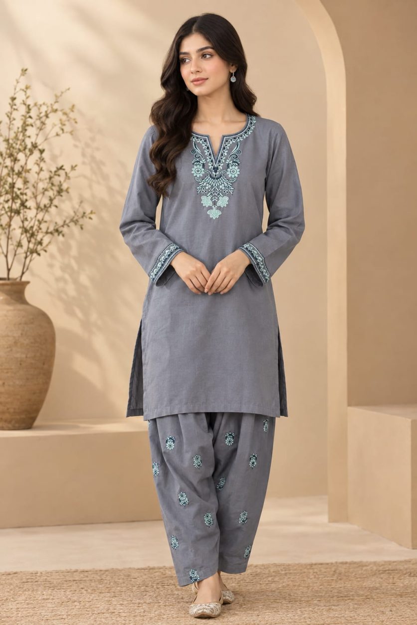 slate grey embroidered shalwar kameez slate grey embroidered shalwar kameez