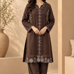 Home slate grey embroidered shalwar kameez